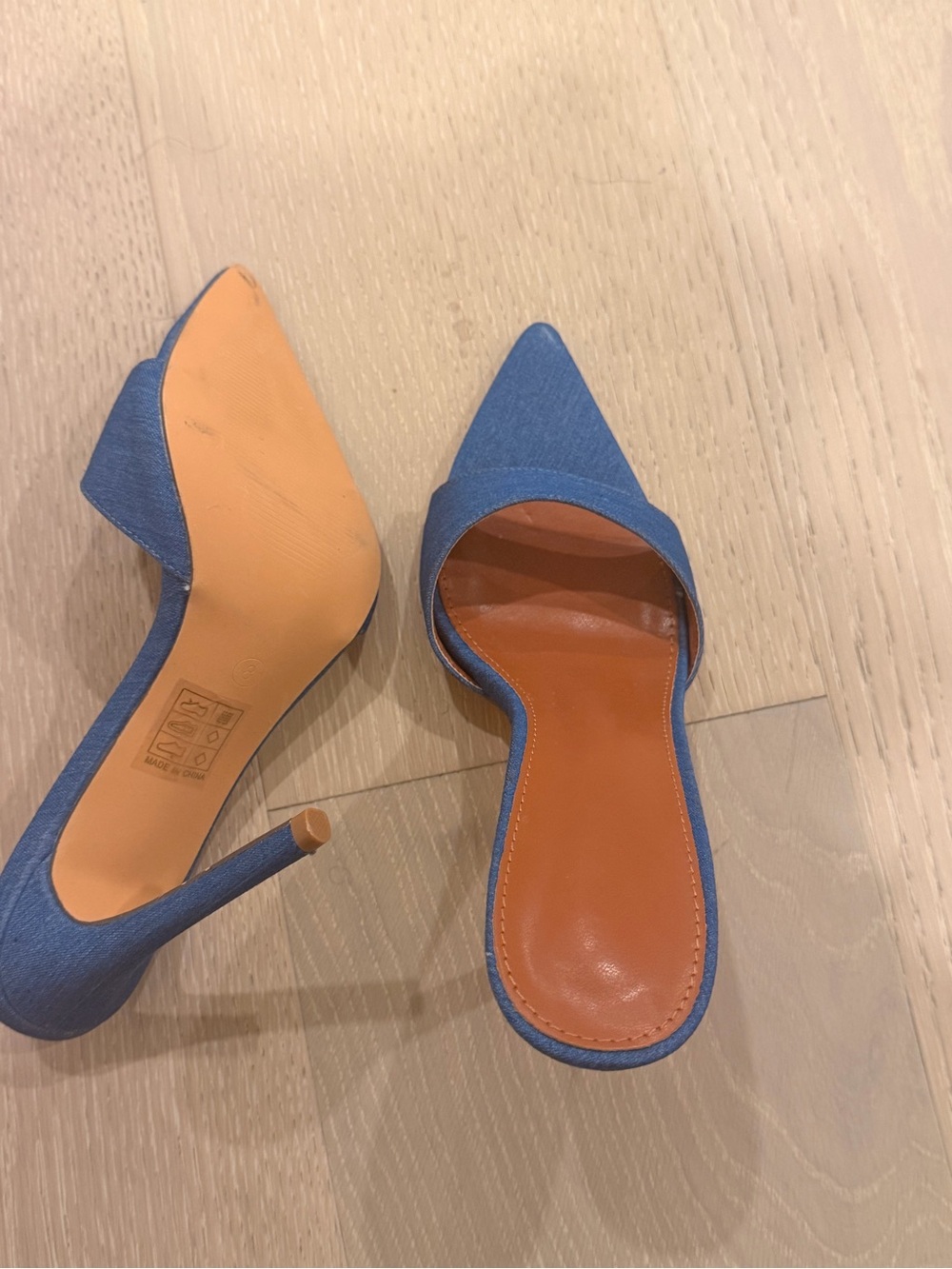 Blue Pointed-Toe Slip-On Mules - Picture 2 of 3